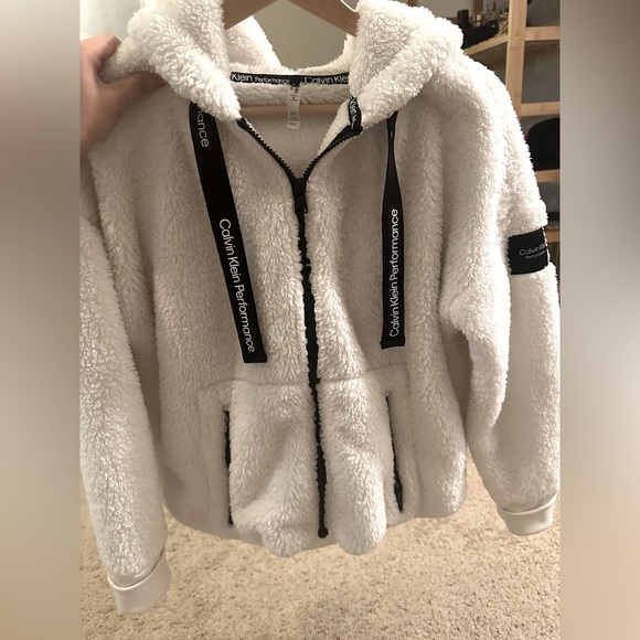 Calvin Klein Jackets & Coats Calvin Klein Fuzzy Hooded Zip Front